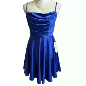 City Studio NWT Royal Blue Dress Adjustable Straps Flowy Juniors Size 9